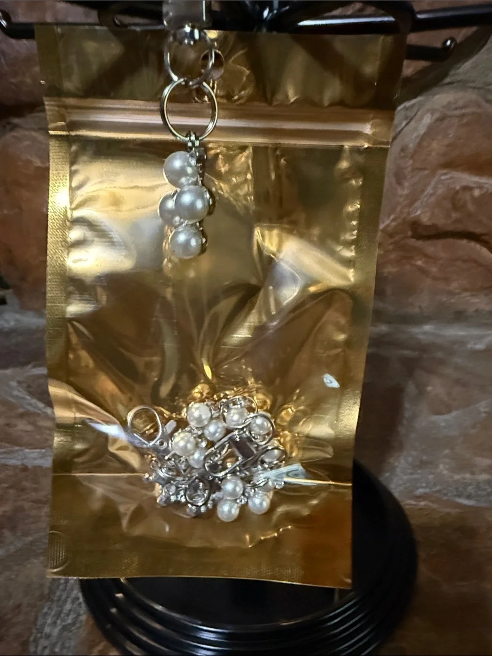 Pearl Cluster Keychain in Silver Christmas in July  set of 5